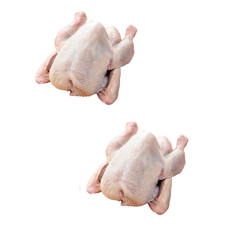 Hel kylling med skind og ben uden indmad 1700 gr. | 2 stk.
